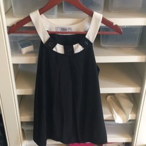 Tibi black and white silk tank